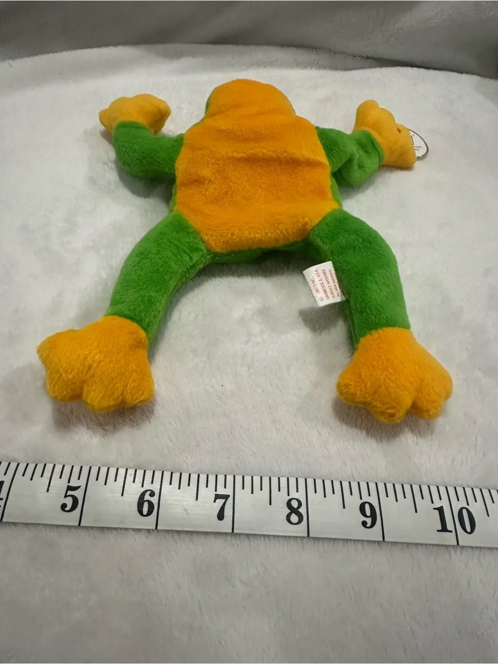 Ty Smoochy Plush Frog Toy - Bright Green and Yellow